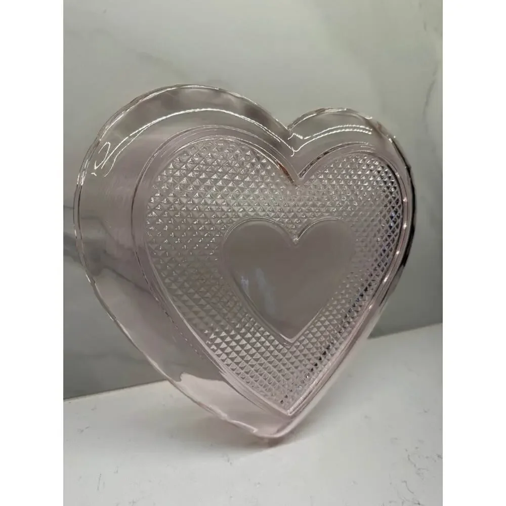Williams Sonoma 2003 Limited Edition Pink Glass Heart Serving Plate w/ OG Box